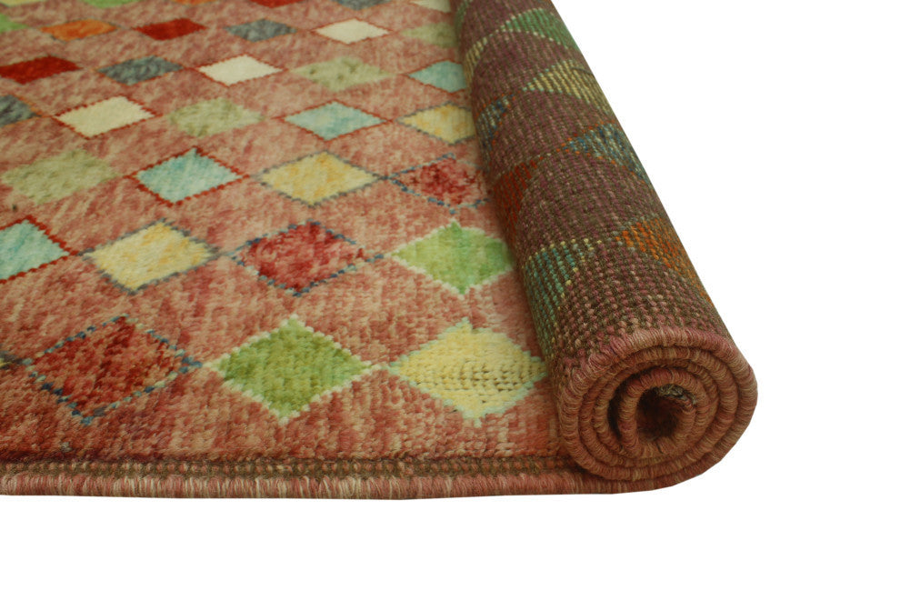Balochi Yehuda Rose/Green Rug, 5'0x6'8