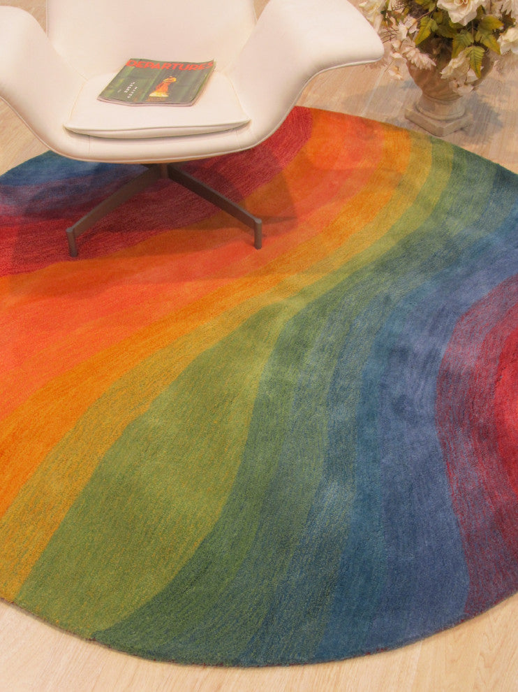 Hand-Tufted Wool Lollipop Contemporary Abstract Desertland Rug, 6' Round