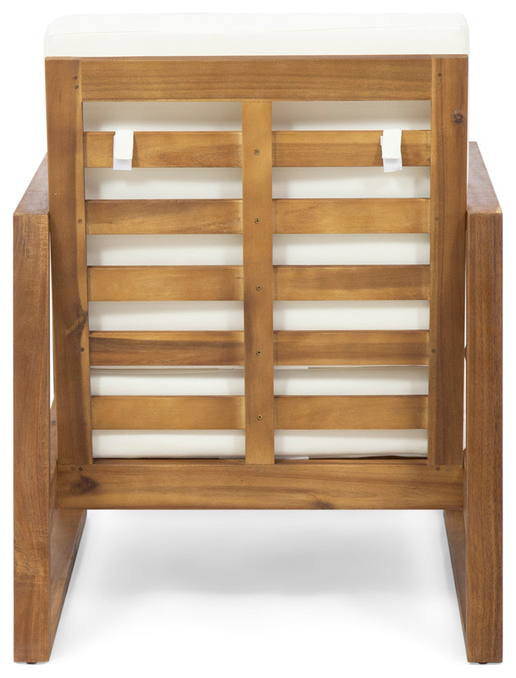 Silla Outdoor Acacia Wood Club Chair with Cushion, Teak/Beige