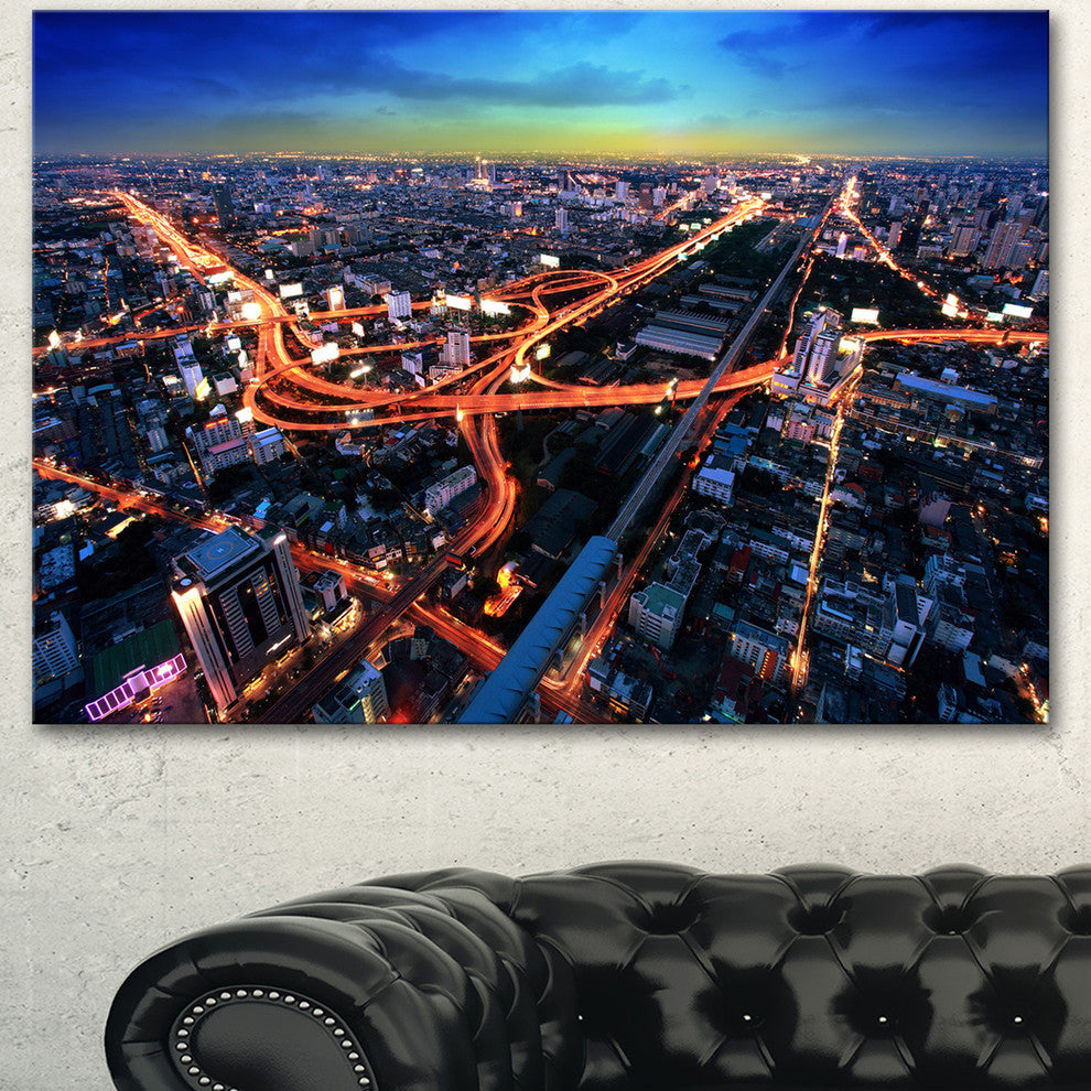 Bangkok Expressway Aerial View, Extra Large Canvas Art Print, 60"x28"