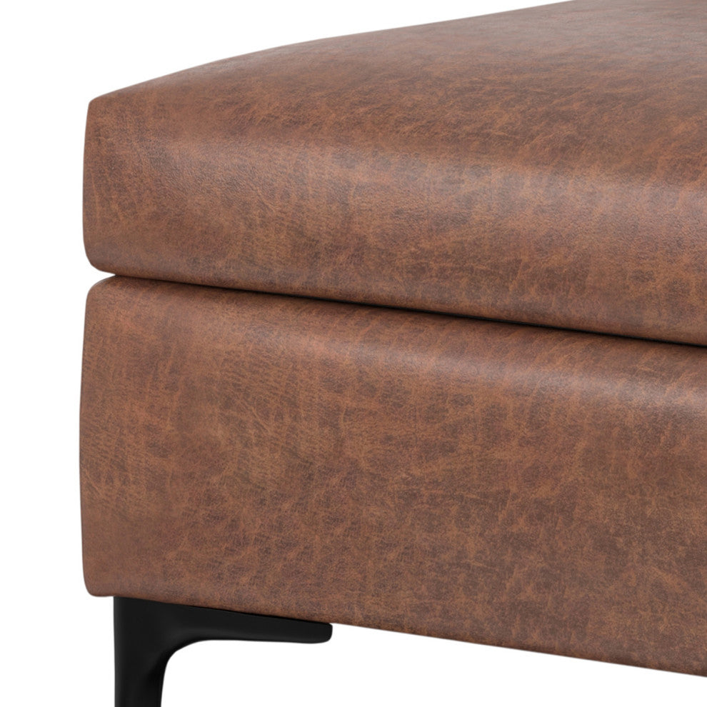 Rebecca Rectangular Coffee Table Storage Ottoman With Lift Up Lid, Distressed