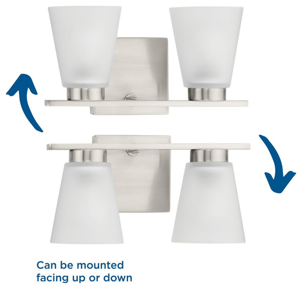 Tanner Collection Two-Light Transitional Vanity Light, Brushed Nickel