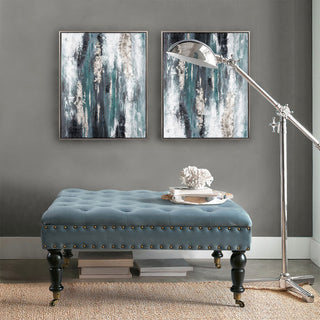 Supersoft Tuft Coffee Table Ottoman, Orion Blue, 33"x33"x18"