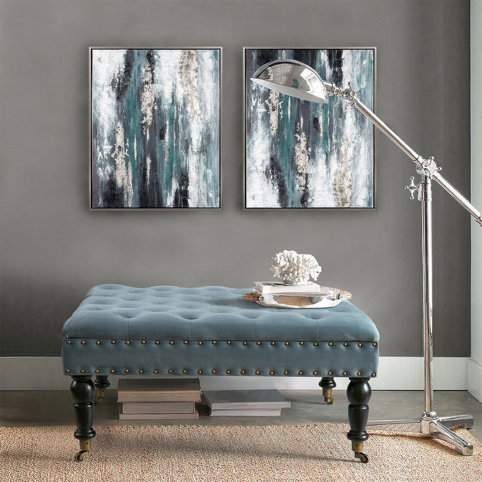 Supersoft Tuft Coffee Table Ottoman, Orion Blue, 33"x33"x18"