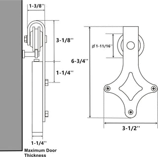 Mini Sliding Barn Door Hardware Kit, Diamond Design, 96", Single