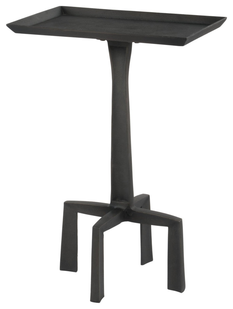 Sofa Side Table, Rectangular, Aluminum, Metal, Antique Black, Hospitality