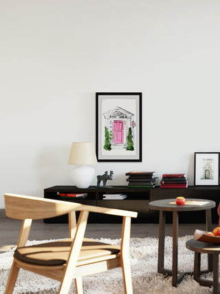 "Pink Door" Framed Painting Print, 24"x36"