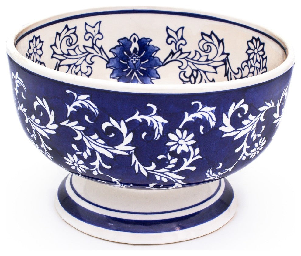 Claybarn Blue Garden Large Blue Footed Bowl