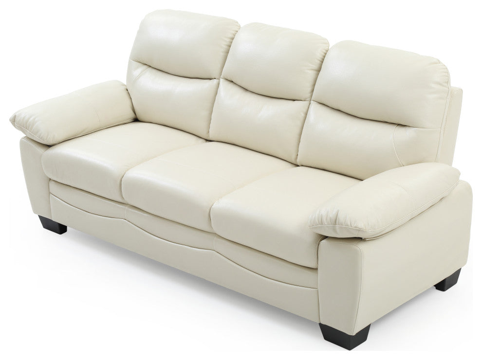 Nipomo Faux Leather Sofa, Pearl