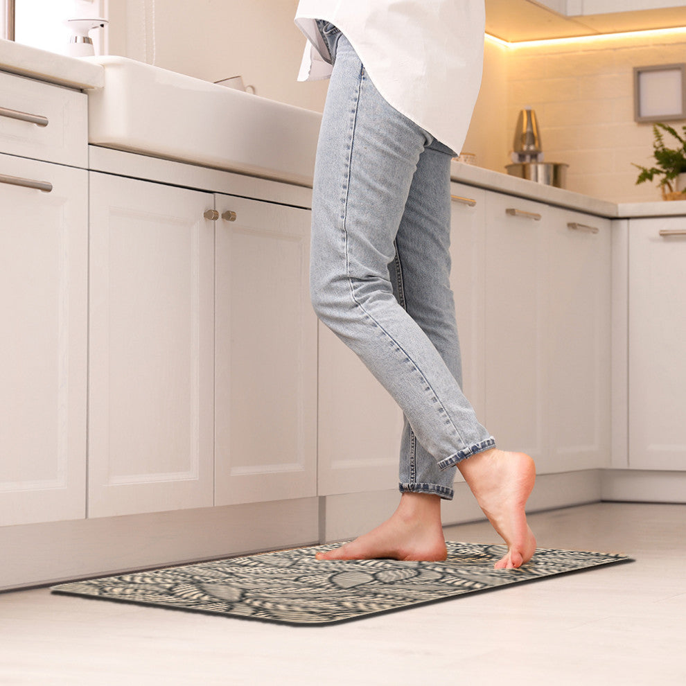 Jungle Printed Kitchen Mat 32" x 20" Beige Leaves Design