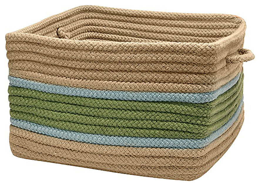 Colonial Mills Basket Garden Banded Square Basket Moss/ Federal Blue Square