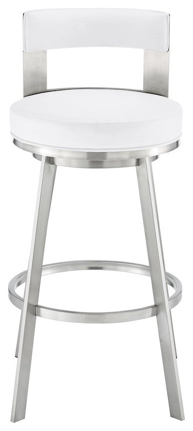 Flynn Swivel Counter or Bar Stool in Faux Leather and Metal