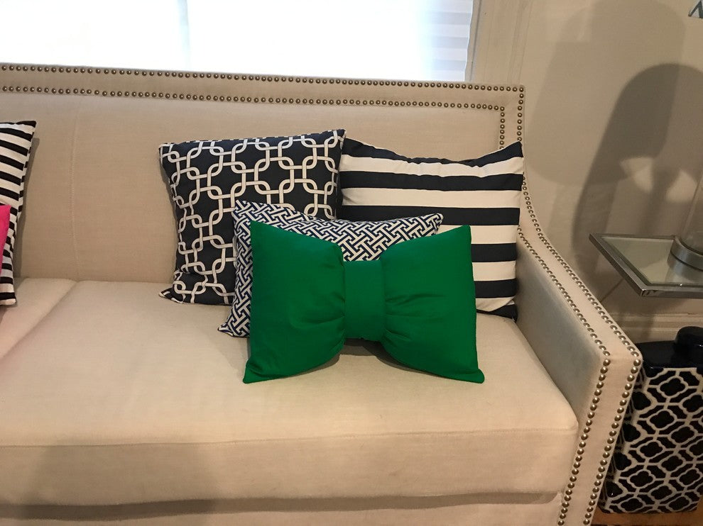 Kelly Green Bow Throw Pillow