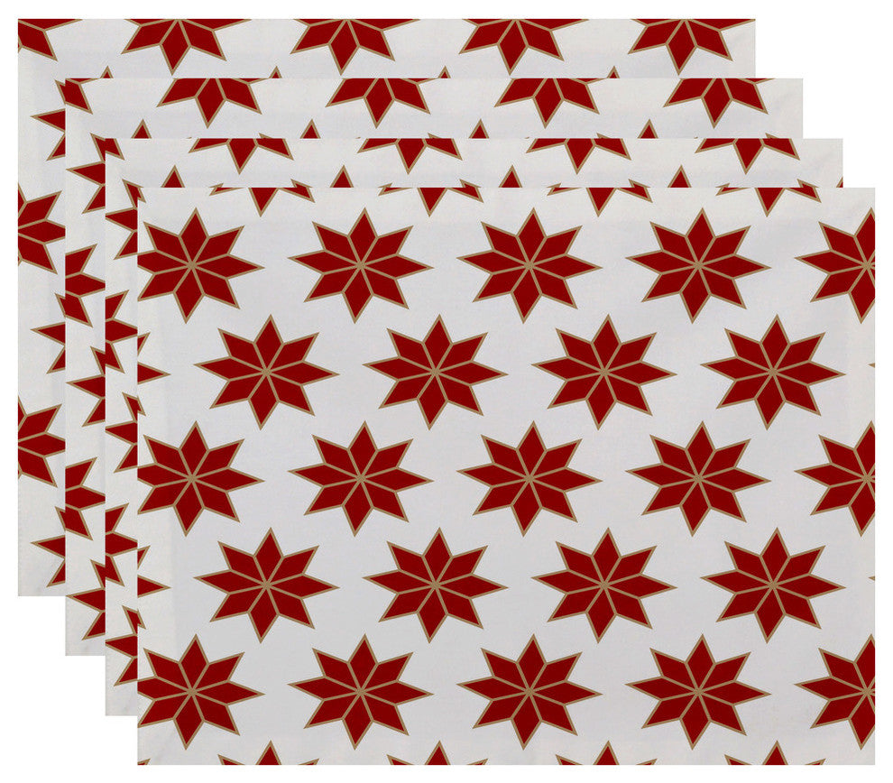 Decorative Holiday Placemat, Set of 4 Geometric, Red