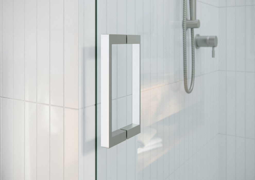 68-72"x60-Frameless Bath Tub Sliding Shower Door Square Hardware, Brushed Nickel