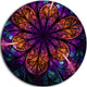 Dark Red And Purple Fractal Flower, Floral Disc Metal Artwork, 11"