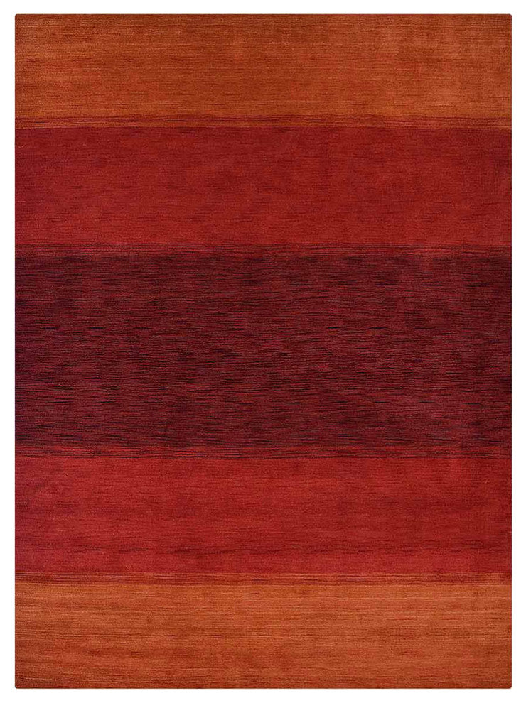 HAND KNOTTED LOOM WOOL ECO-FRIENDLY AREA RUGS-Rectangle,Orange Red,Contemporary
