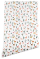 Deny Designs Dash and Ash Llamas and Plants Wallpaper, White, 2'x8'