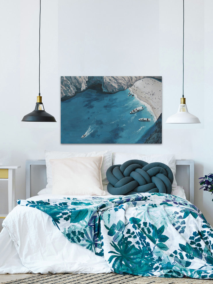 "Blue Cove" Painting Print on Wrapped Canvas, 60"x40"