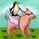 Marmont Hill, "Pig and Penguin" by Janet Nelson Painting Wrapped Canvas, 32x32