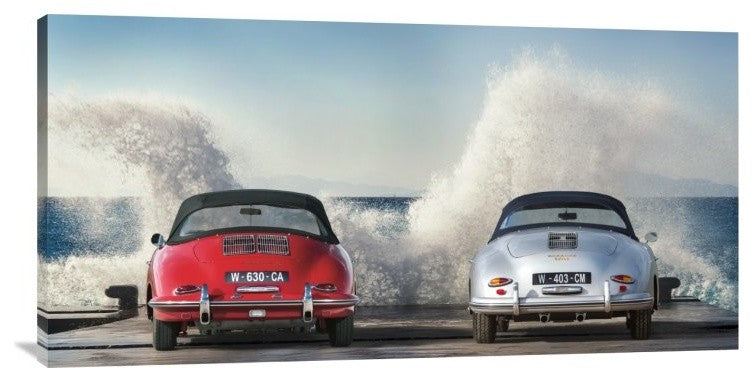 "Ocean Waves Breaking on Vintage Beauties" Canvas by Gasoline Images, 36x18"