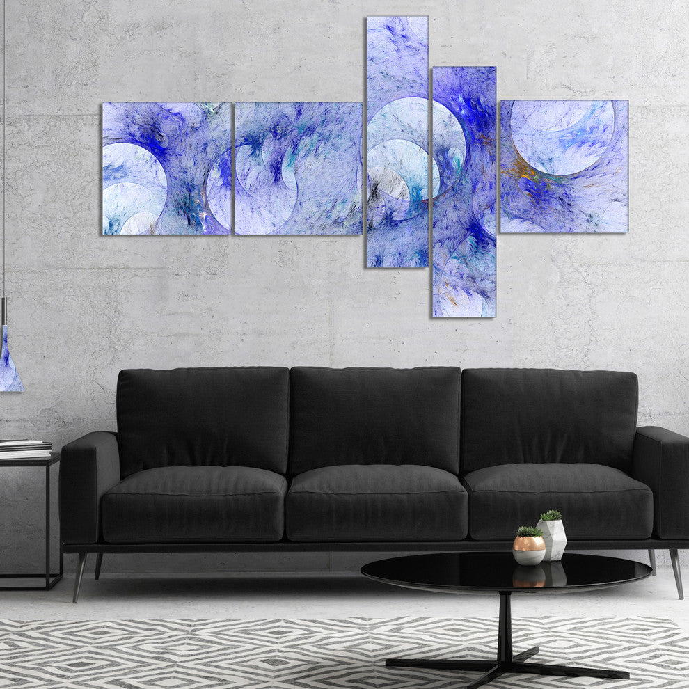 Light Blue Fractal Glass Texture, Abstract Canvas Art Print, 60"x32", 5 panels