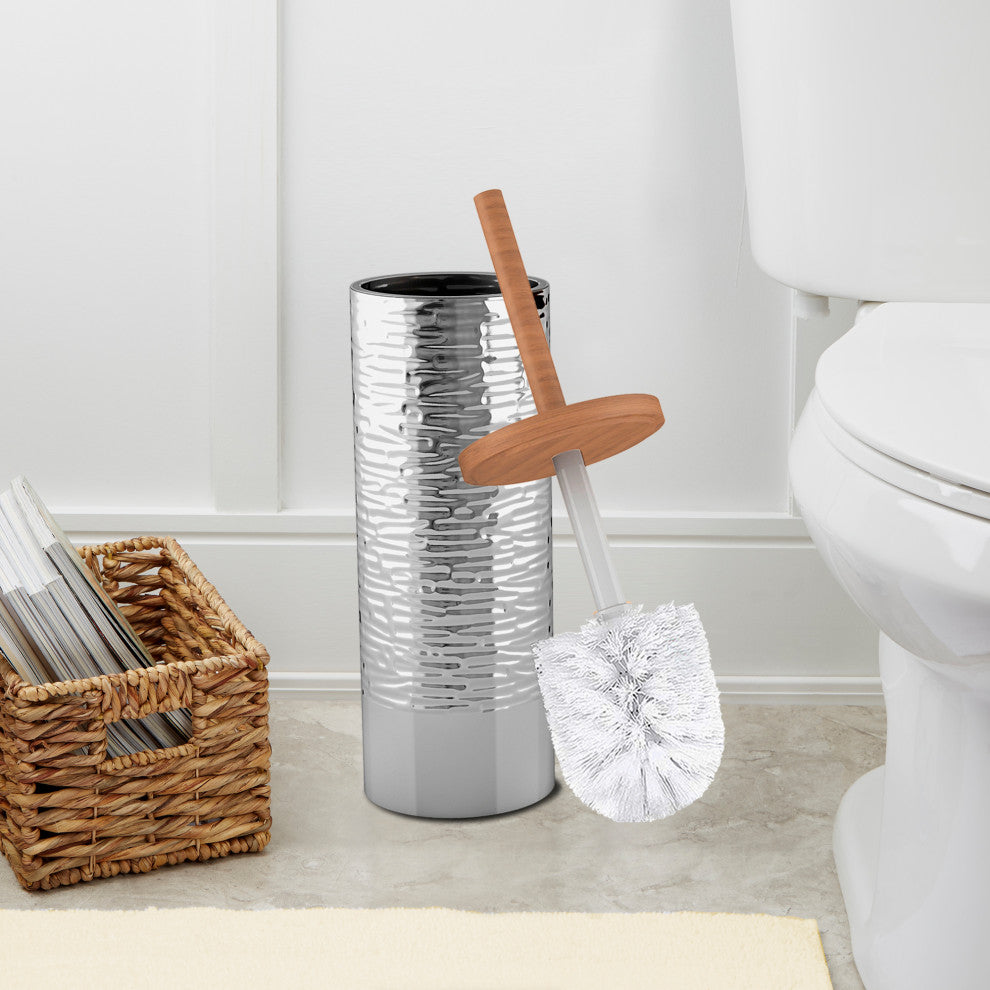 nu steel Round Shape Stainless Steel Toilet Brush Holder