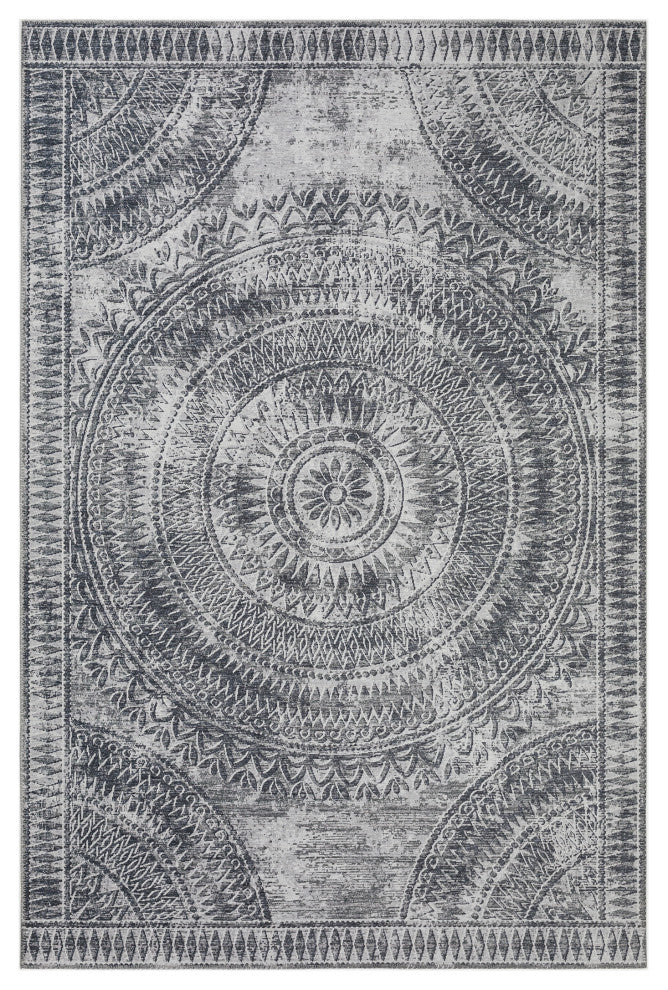 Indoor/Outdoor Sedona SN7 Pewter Machine Washable 8' x 10' Rug