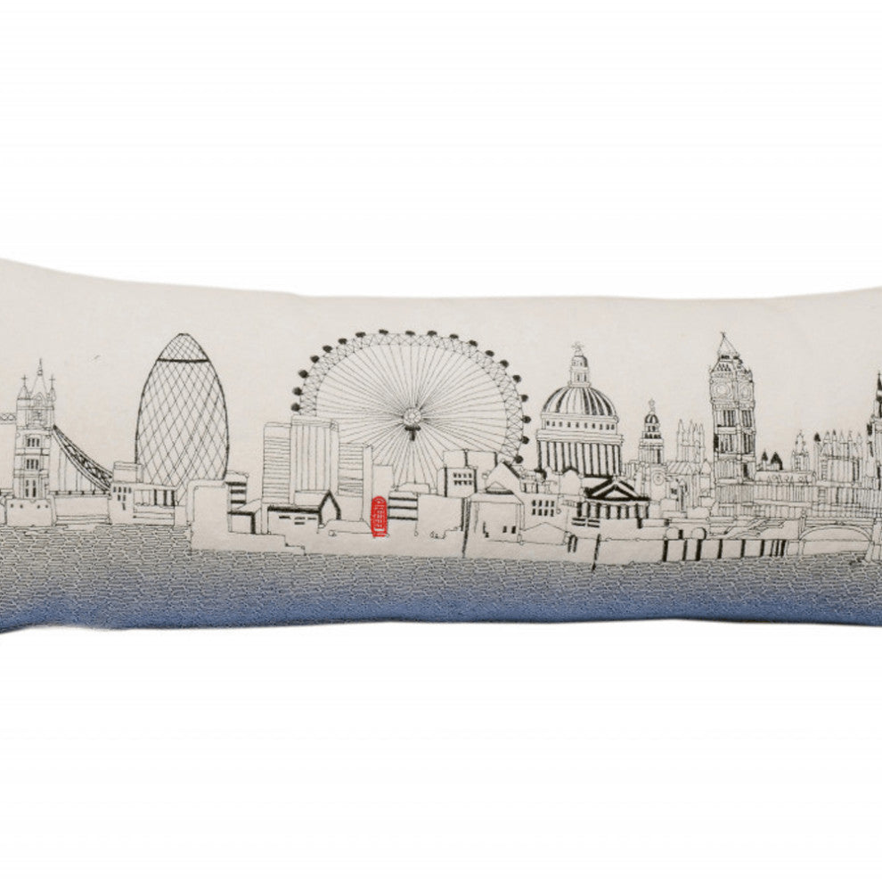 35" White London Daylight Skyline Lumbar Decorative Pillow