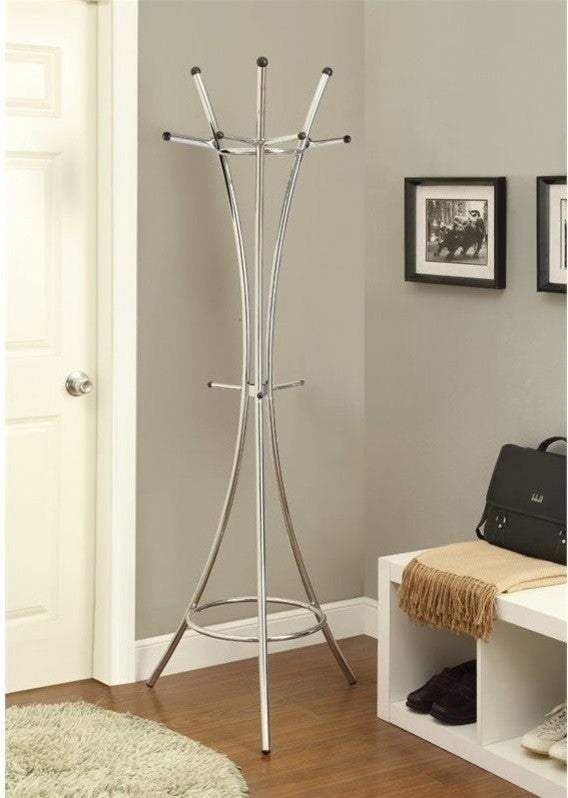 Hallway Chrome Coat Rack Curved Lines Hooks Umbrella Rack