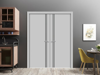 Slab Barn Door Panel 32 x 84 | Planum 0016 Grey Matte with  | Sturdy Finished