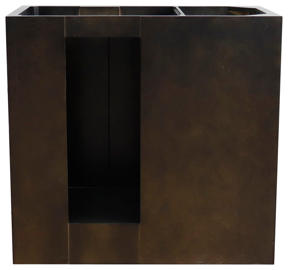 37" Vanity, Brown Ash With White Carrara Top, Right Doors/Right Rectangle Sink