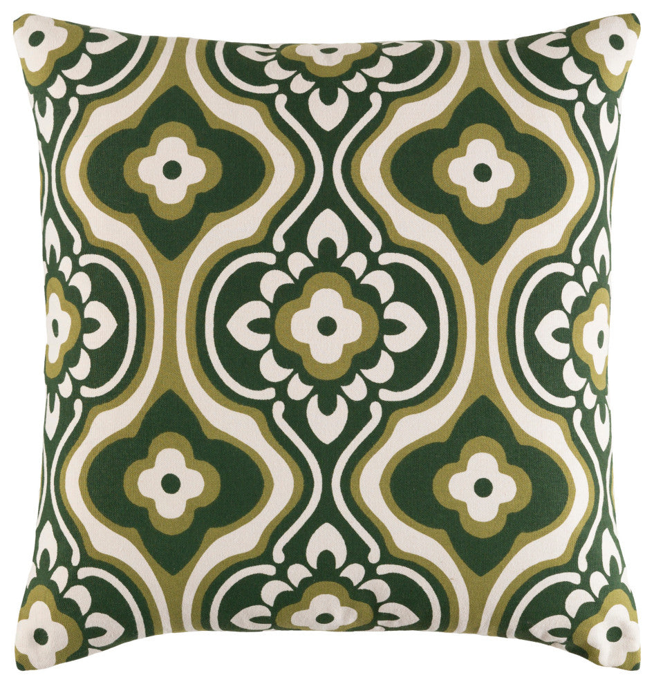Surya Trudy TRUD-7151 18"x18" Pillow Kit, Olive/Dark Green/Cream