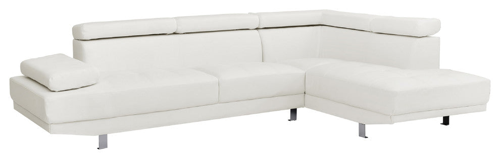 Riveredge 109" W 2 Piece Faux Leather L Shape Sectional Sofa, White