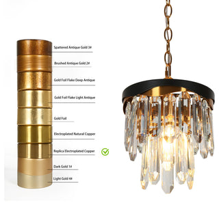 LNC Zephyrine 1-Light 8.5" Modern Mini Crystal Pendant Light, Brass/Black