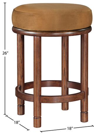 Monette Upholstered Bar and Counter Stool, Saddle, Velvet, Brown Finish