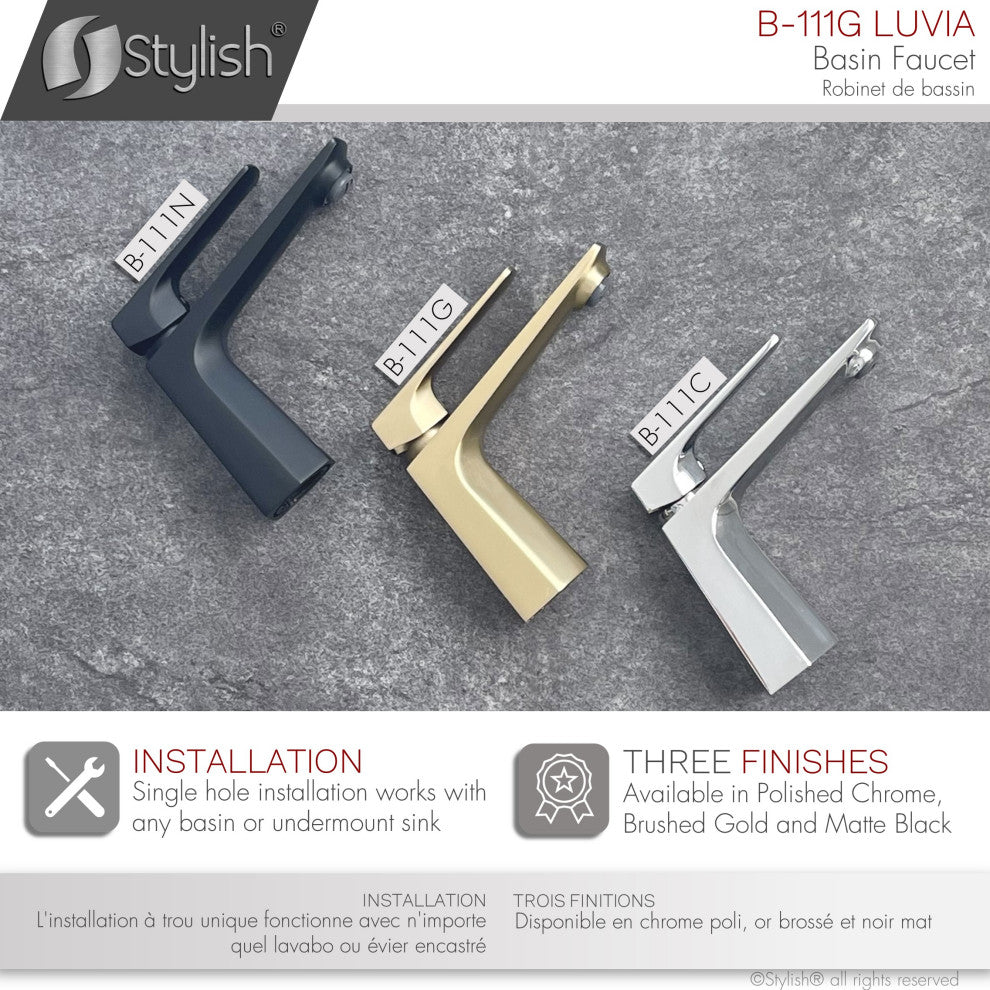 STYLISH Single Handle Bathroom Faucet - Brushed Gold