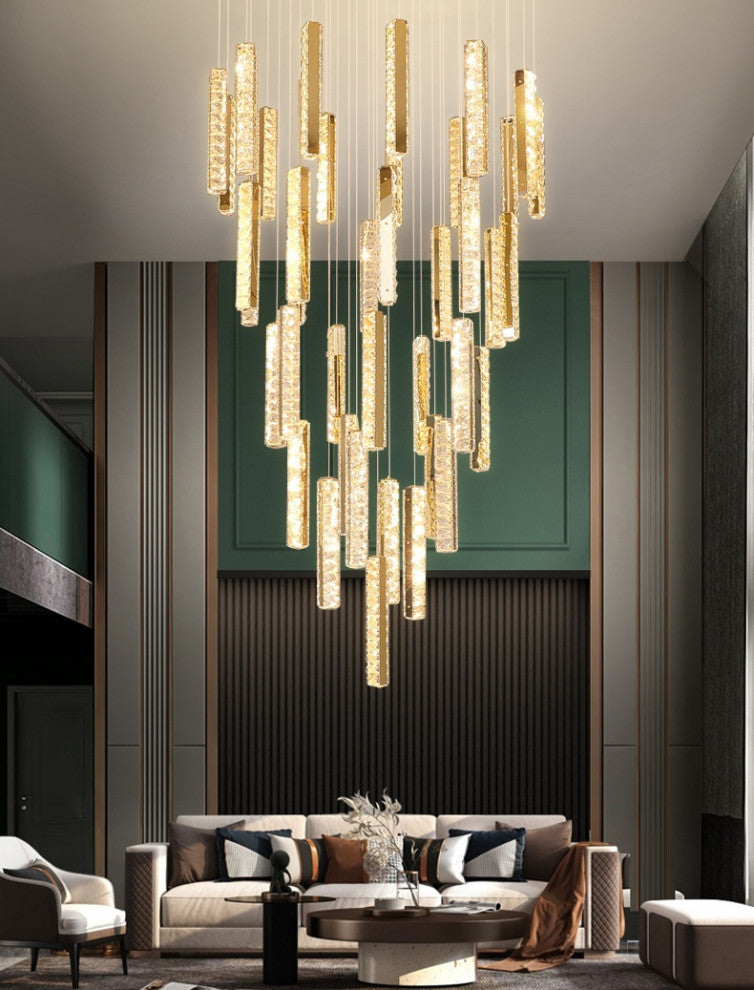 Santa Margherita Ligure | Creative Gold LED Crystal Chandelier, 17 Lights, Warm Light