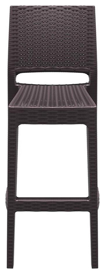 Home Square 30" Resin Wickerlook Patio Bar Stool in Brown - Set of 2