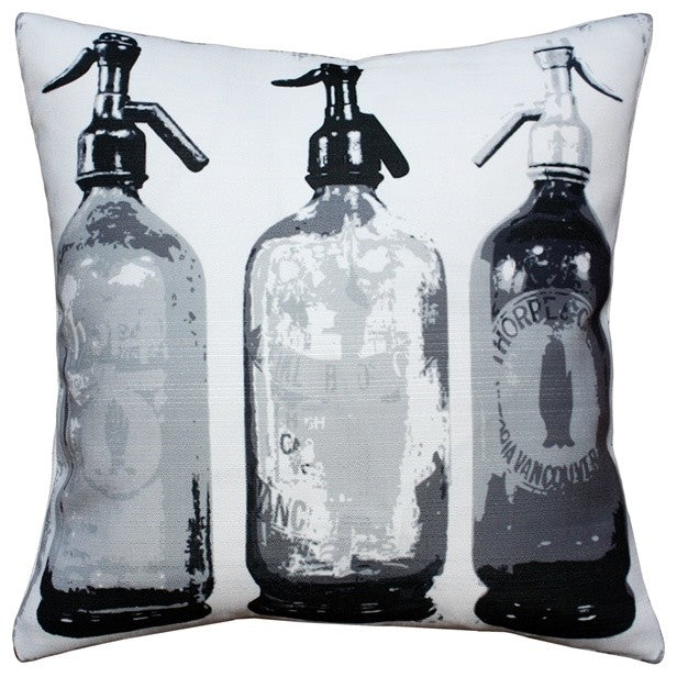 Pillow Decor - Seltzer Black and White Vintage Throw Pillow 20x20