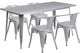 31.5''x63'' Rectangular Metal Indoor Table Set with 4 Arm Chairs, Silver