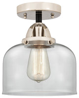 Large Bell Semi-Flush Mount, Black Polished Nickel, Clear, Clear