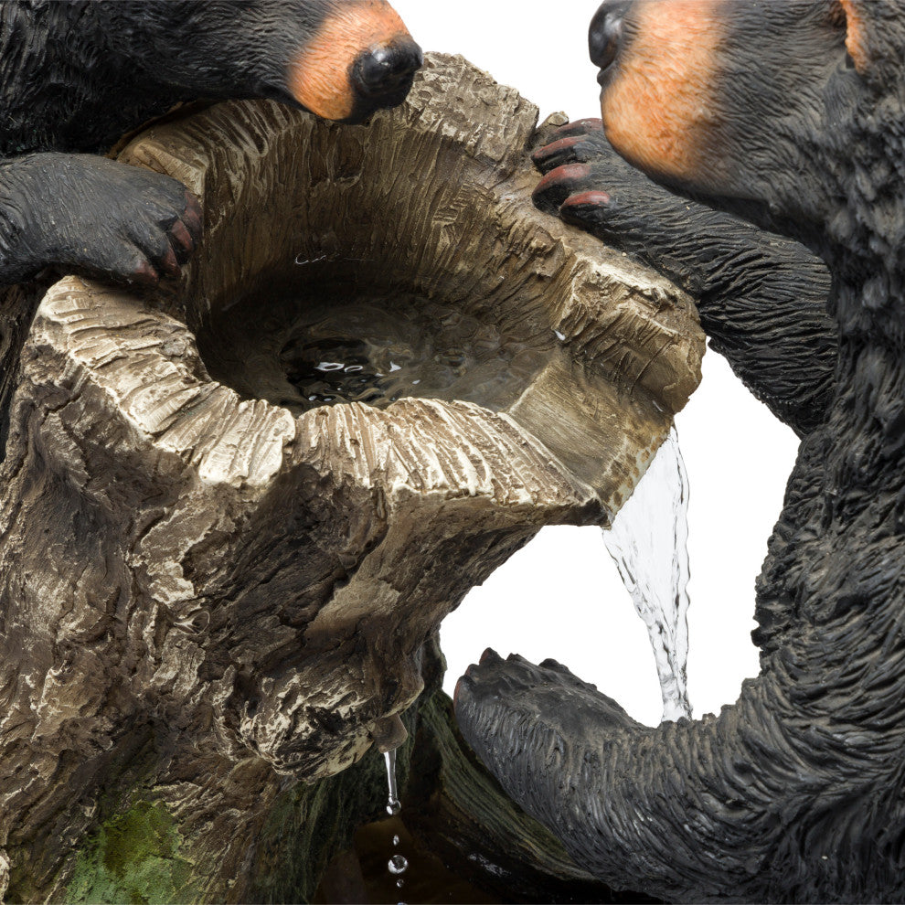 Alpine Cute and Whimsical Bear and Cub Fountain Without Light, 26" Tall