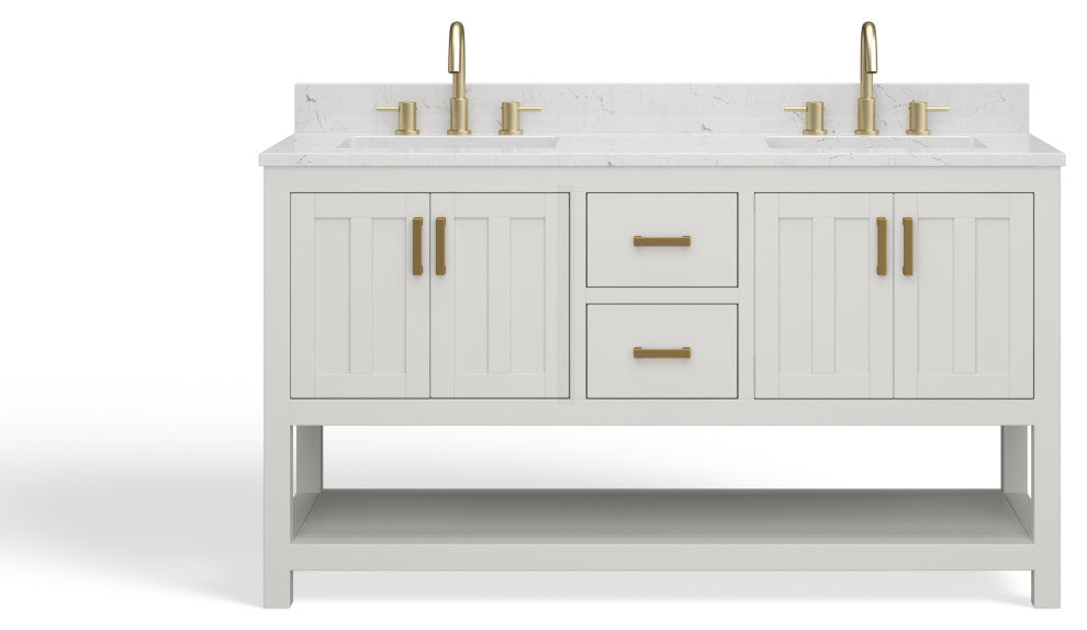 The Felipe Bathroom Vanity, White, 60", Double Sink, Freestanding