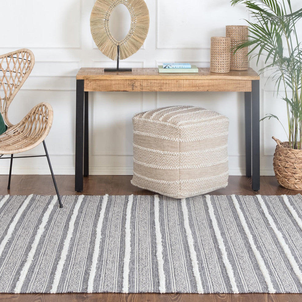 Corrina Charcoal Gray and Natural Cotton Rug, 4''x6''
