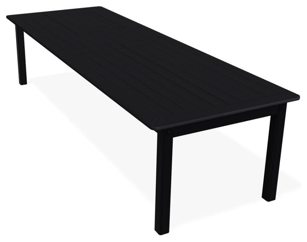 42" x 120" Extendable Outdoor Dining Table with Umbrella Hole, Black