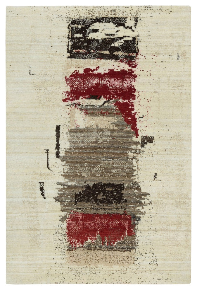 Parchment White Lori Buft Gabbeh Wool Hand Knotted Oriental Rug, 4'x6'