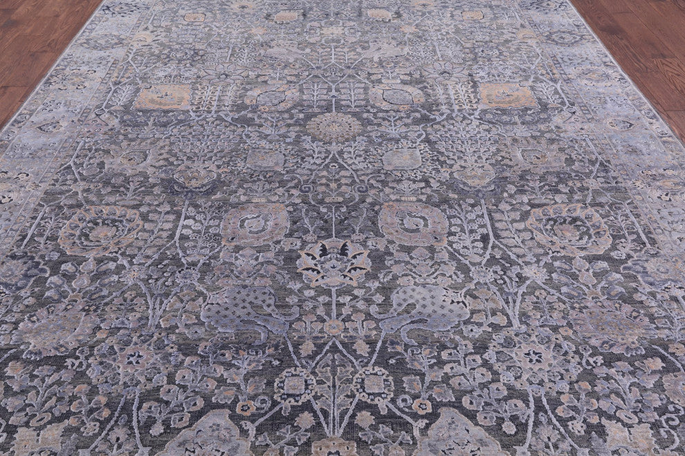8' 11" X 12' 1" Wool and Silk Persian Handmade Rug Q9097