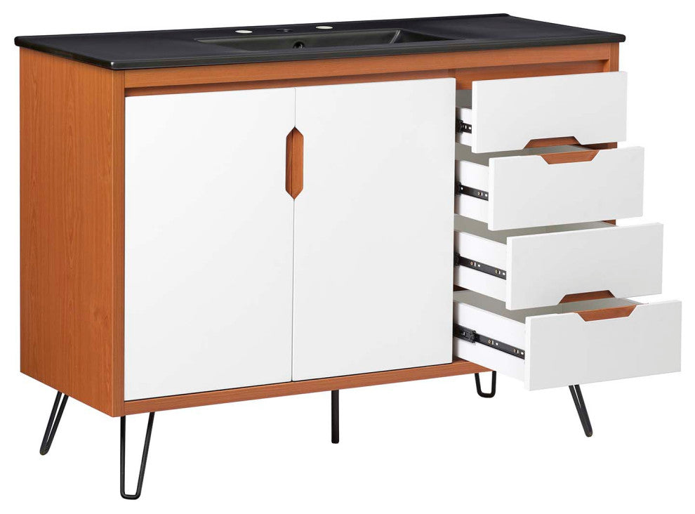 Energize 48" Bathroom Vanity, Cherry White Black