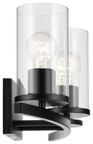 Crosby 23" 3-Light Vanity Light With Clear Glass, Black